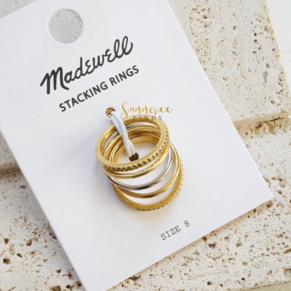 NEW Madewell Filament Gold Stacking Rings Size 8